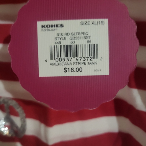 Girls Americana Red Striped Stars Tank Top Xl - Picture 4 of 4